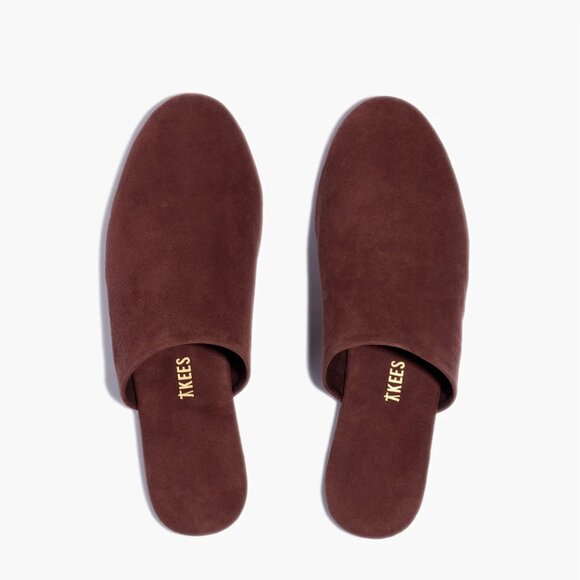 TKEES Ines Suede Leather Slide on Mules - Chocolate Brown US 7 EU 38 NWOT - Picture 1 of 12